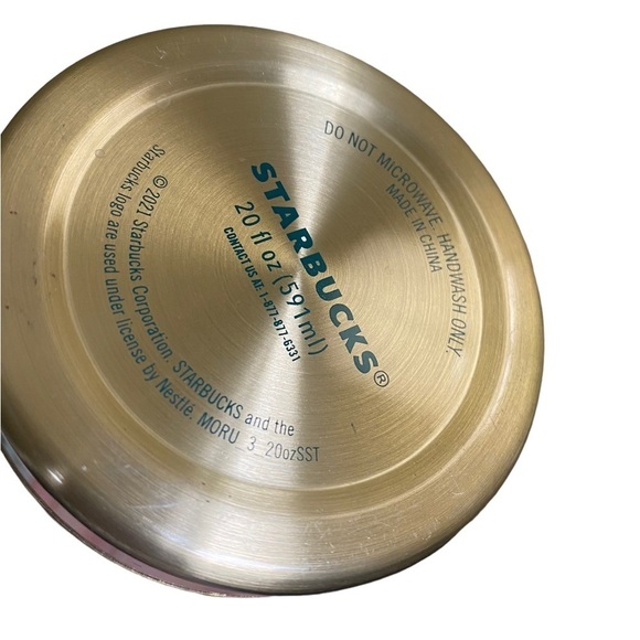 Starbucks 2021‎ Metallic Gold 20oz Tumbler EUC No Straw - Picture 4 of 4